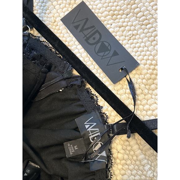 NWT Dolls Kill Protected Aura Slip Dress Black Embroidered Flowers Goth Sz M - Picture 4 of 12